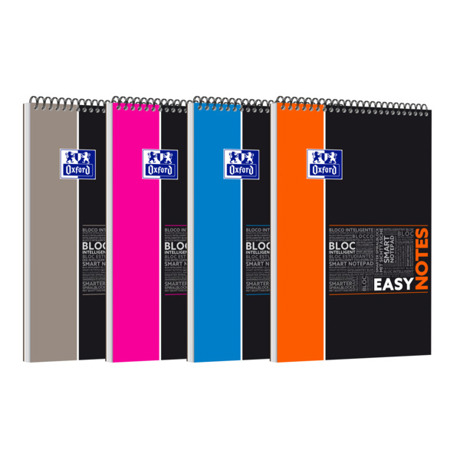 Oxford Studium A4+ Polypropylen doppelspiralgebundene Easynotes | 5 mm kariert | 80 Blatt | sortierte Farben | SCRIBZEE® kompatibel