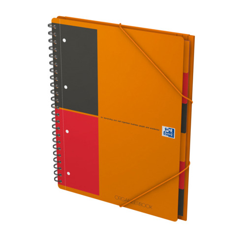 Oxford International A4+ Polypropylen doppelspiralgebundenes Organiserbook | liniert 6 mm | 80 Blatt | orange | SCRIBZEE® kompatibel