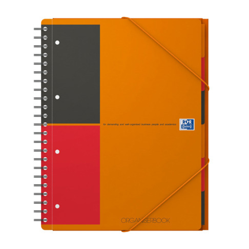 Oxford International A4+ Polypropylen doppelspiralgebundenes Organiserbook | liniert 6 mm | 80 Blatt | orange | SCRIBZEE® kompatibel