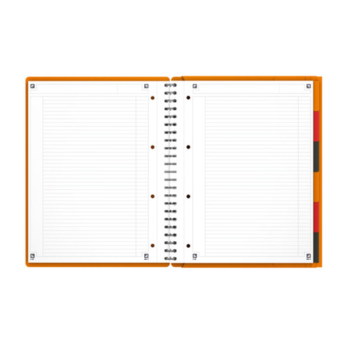 Oxford International A4+ Polypropylen doppelspiralgebundenes Organiserbook | liniert 6 mm | 80 Blatt | orange | SCRIBZEE® kompatibel