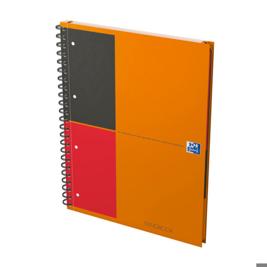 Oxford International A4+ Hardcover doppelspiralgebundenes Filingbook | liniert 6 mm | 100 Blatt | orange | SCRIBZEE® kompatibel